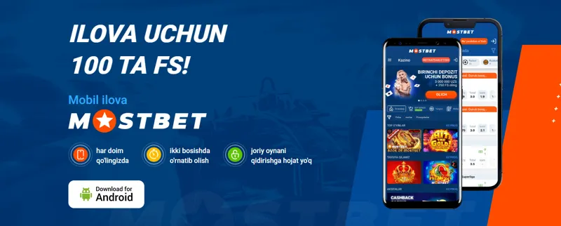 MostBet mobil ilovani o'rnatish uchun 100 ta bepul aylanishni taqdim etadi