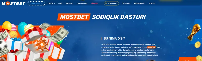 MostBet sport tikish bo'yicha sodiqlik dasturi