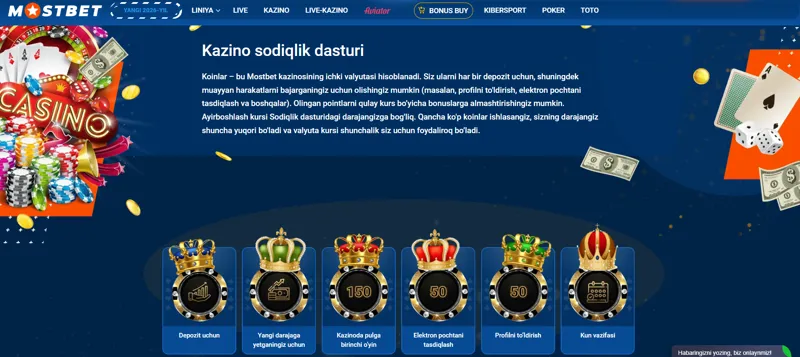 MostBet Casino’ning O‘zbekistonlik o‘yinchilar uchun sodiqlik dasturi