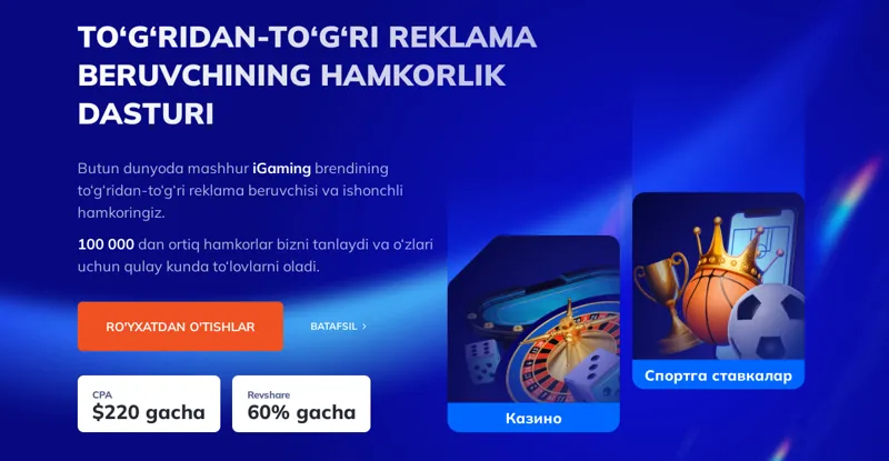 MostBetning potentsial hamkorlar uchun taklifi