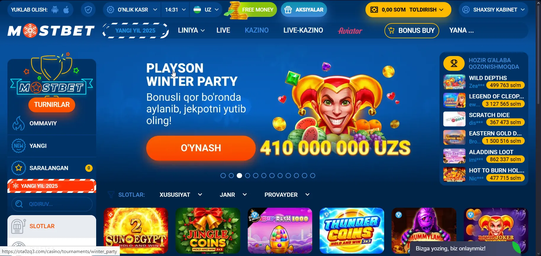 MostBet Uzbekistandagi uyalar