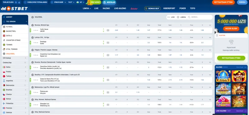 MostBetda voleybolga pul tikish